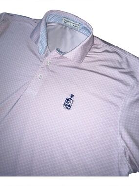 Holderness & Bourne Men’s Polo Large Pink White Golf Performance Stretch Preppy
